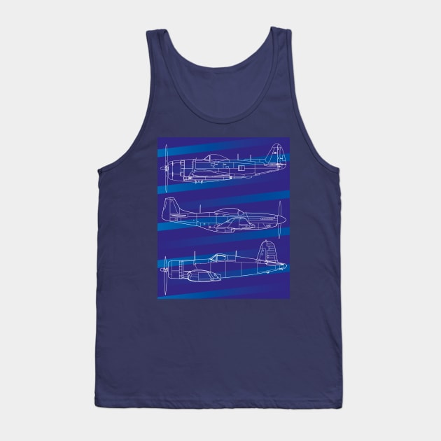 Blueprint Skies: Iconic Warbirds Tank Top by Blue Gingko Designs LLC